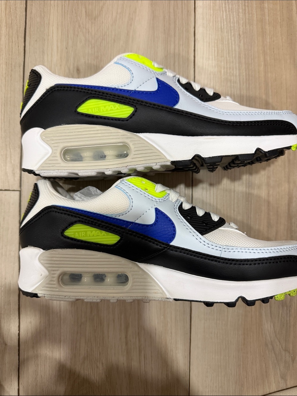 Nike Kids Air Max Sneakers - White, Black, Blue & Neon Yellow